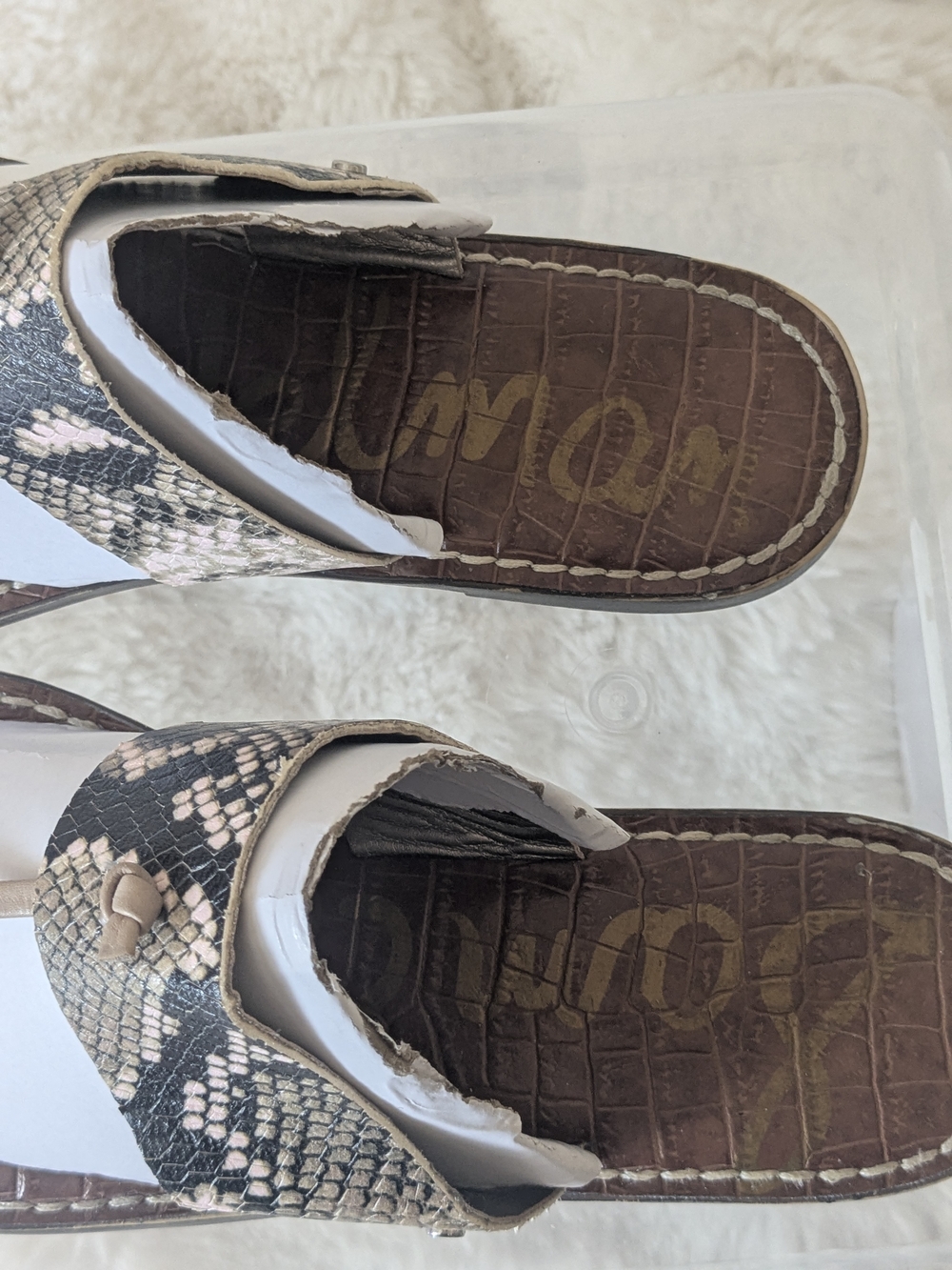 Sam Edelman Gigi Thong Sandals Snake Print Leather Brown Flat Size 9 - Picture 6 of 14